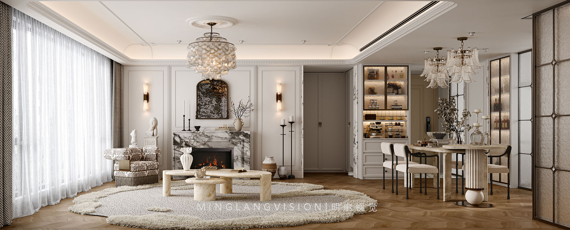 轻法式私宅效果图-3