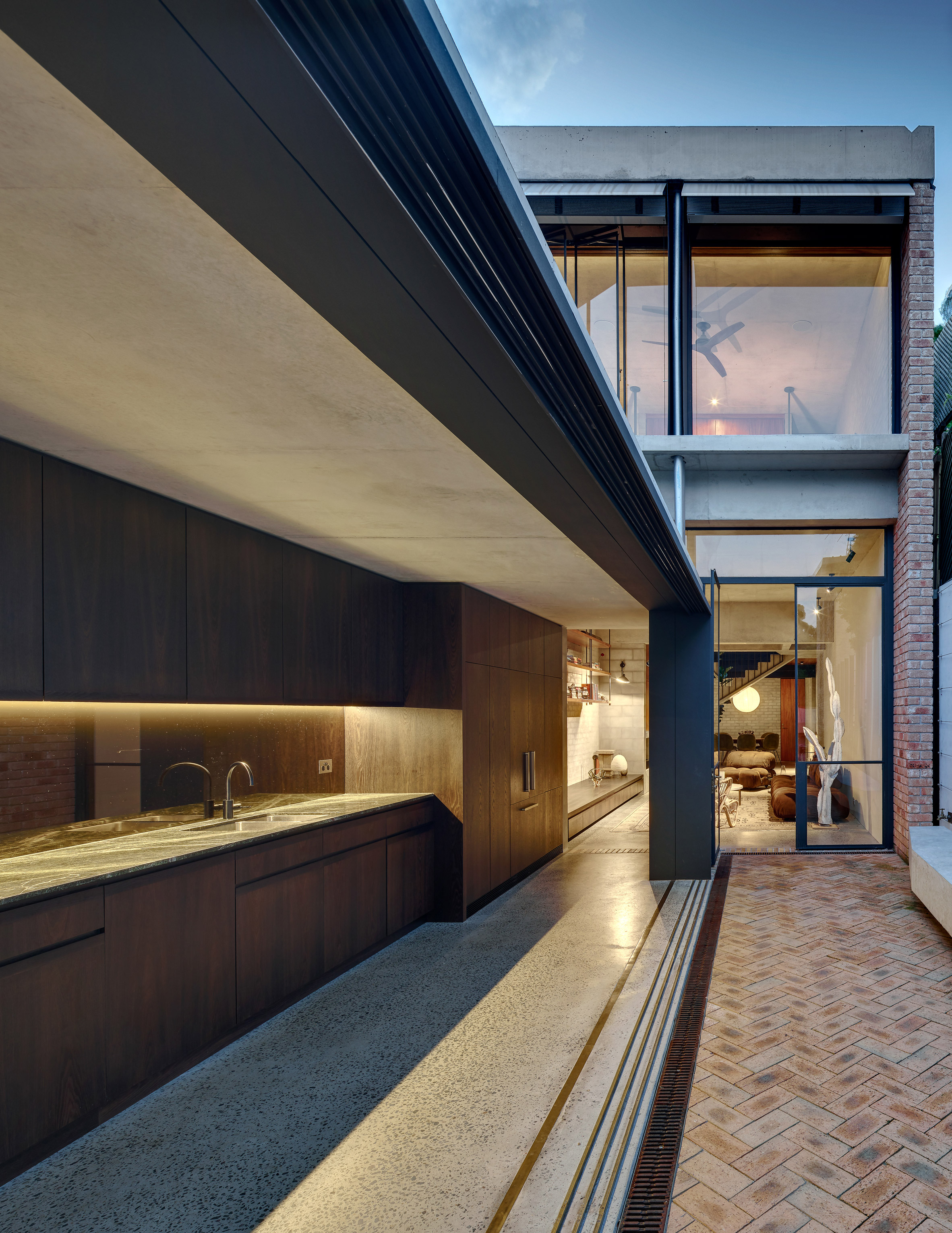 Welsh + Major slots lightwell between Sydney cottage and brick extension-23