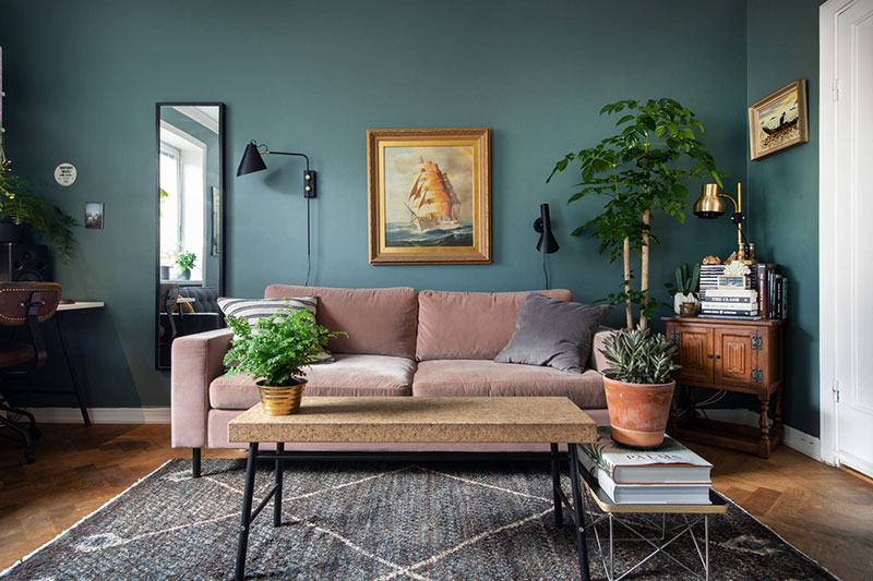 斯德哥尔摩 39 平米小公寓，绿色调客厅惊艳设计-3