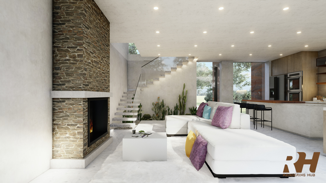 住宅泳池房建筑设计与 3D 渲染-6