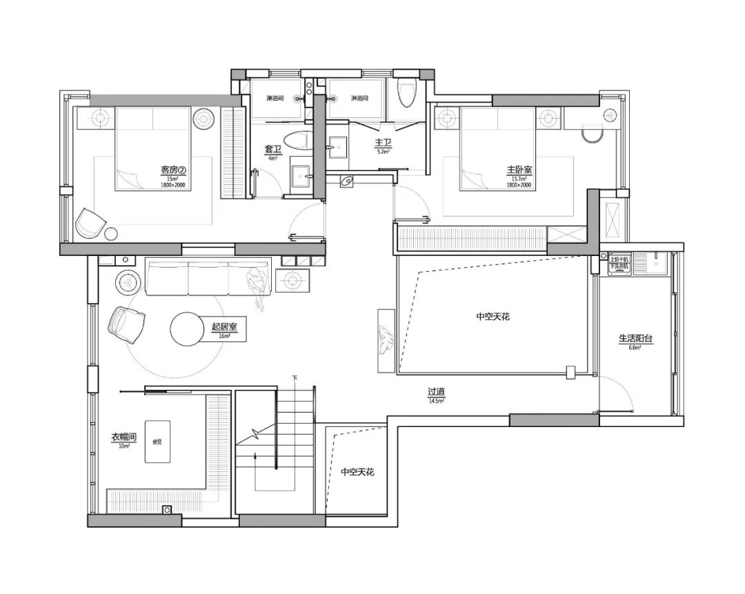 HRAMN 汉马建筑 │ 极简灰白顶层复式-29