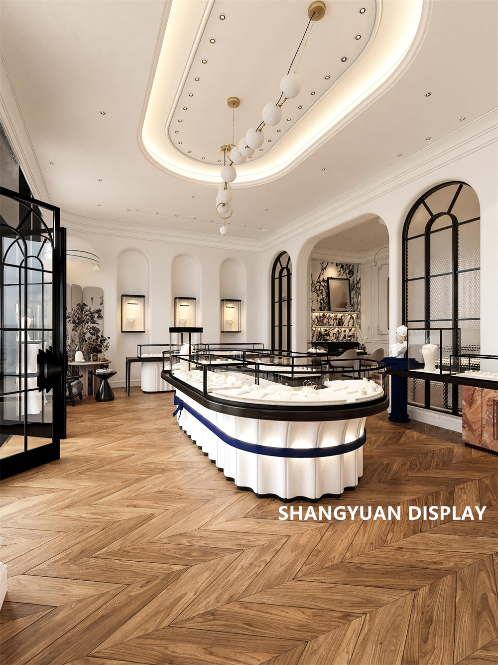 Elegant French style jewellery showroom design-6