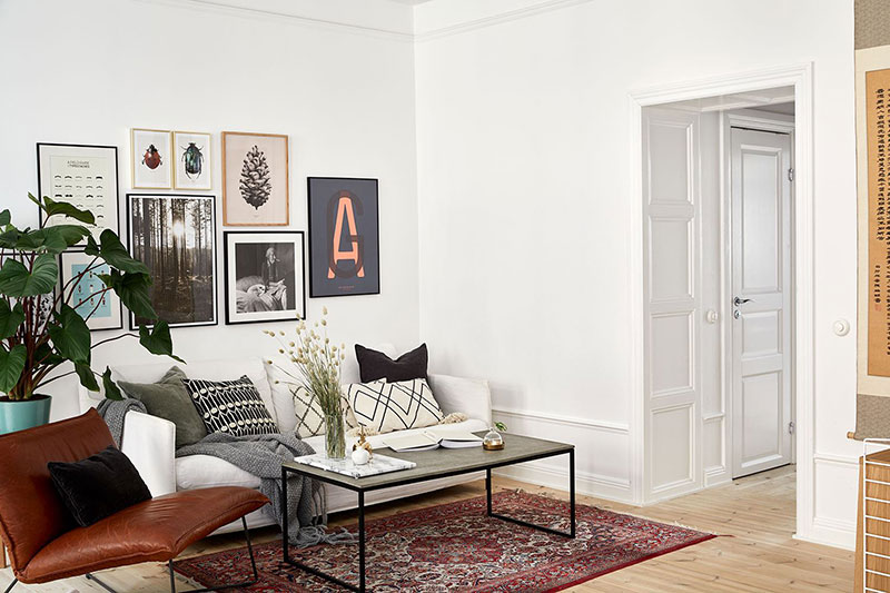 斯德哥尔摩黑白公寓，绿植细节打造舒适空间-9