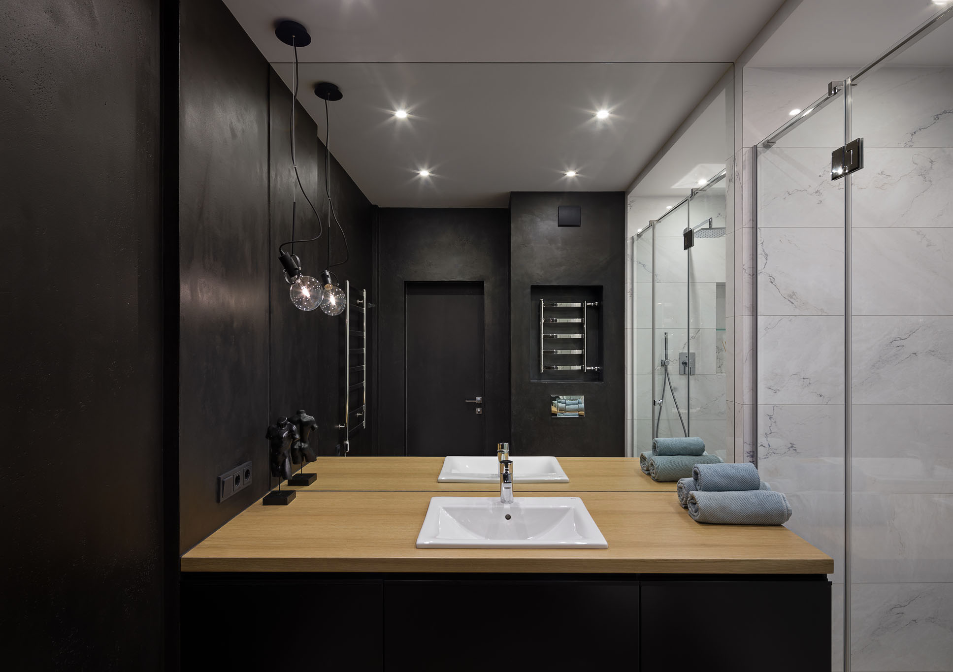 使用灰蓝色调的60平现代公寓设计-24