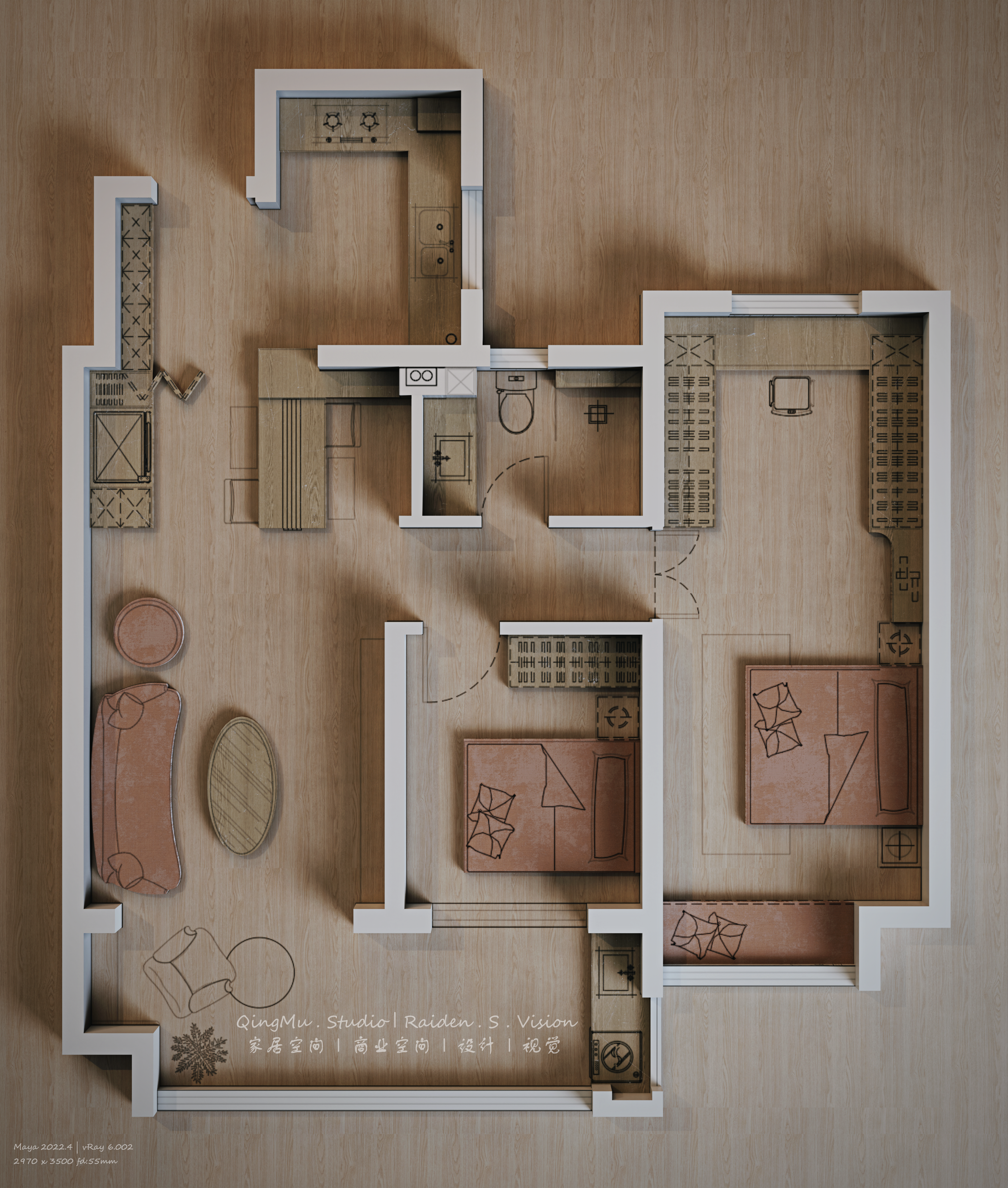 法式奶油风家居设计案例丨中国阜阳丨青木空间研究所-15