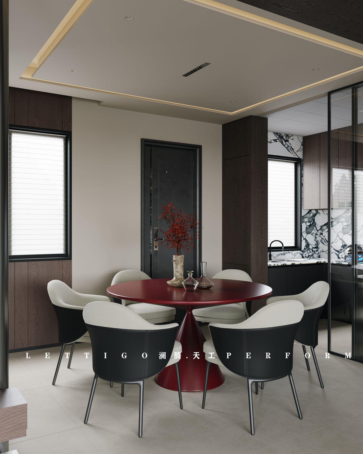 高级感黑金配色意式轻奢别墅-6