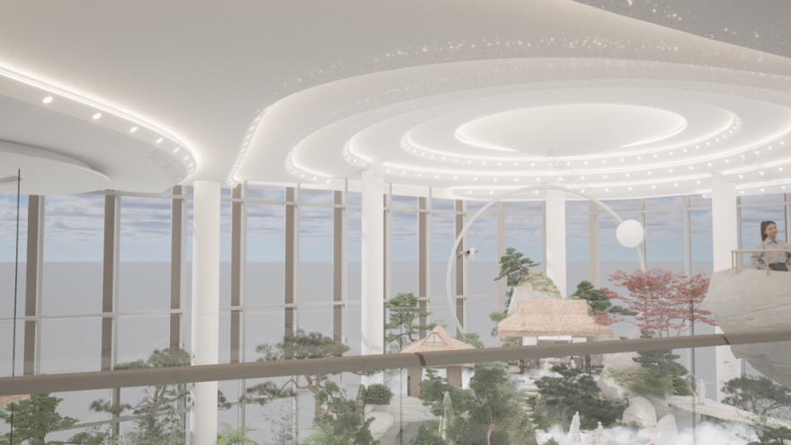 喜随作品|壶中胜境·商业中庭的科技国风微缩园林-310