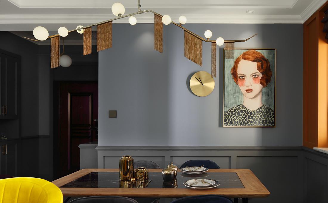 野兽派风格平层设计,金色光影演绎跃动空间-18