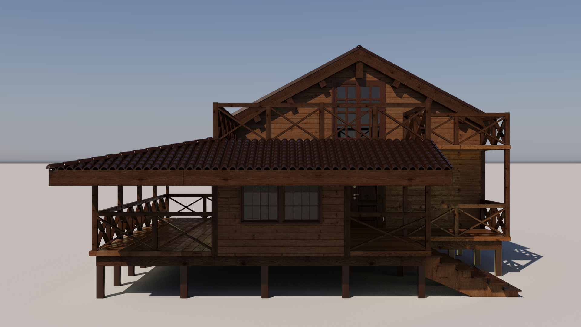 郊区住宅项目（森林中桩基础框架房屋）-0