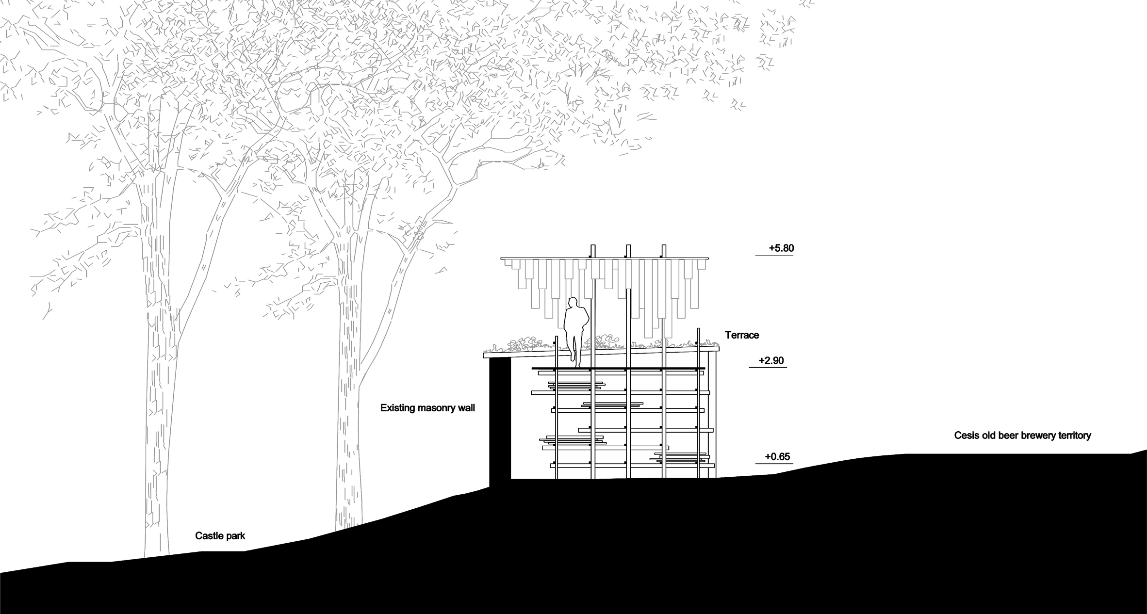 学生在拉脱维亚前啤酒厂建造带“云”顶的脚手架状亭子丨拉脱维亚采西斯丨里加工业大学暑期学校学生与Mailītis AIIM建筑师-12