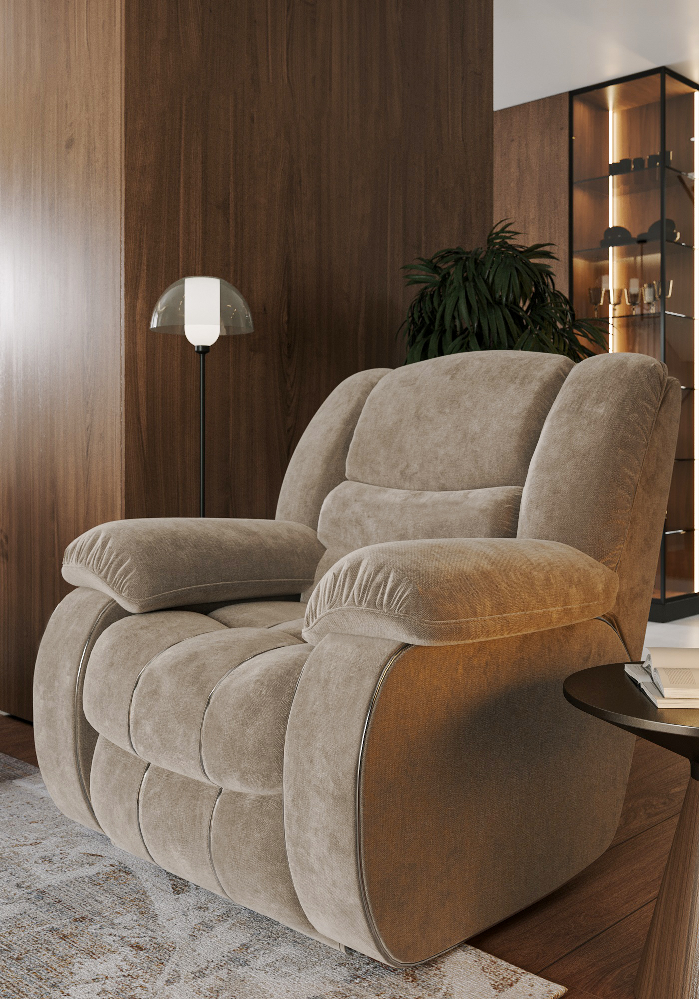 现代客厅带壁炉设计丨Polubelova Yuliya-4