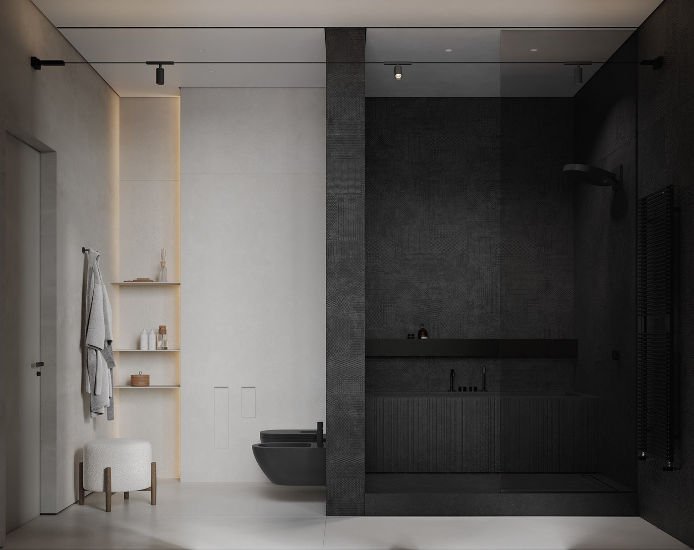 高级黑色系住宅设计 这也太有设计感了吧！-23