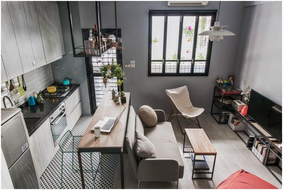 20平米厨房工作室与客厅一体化设计-145