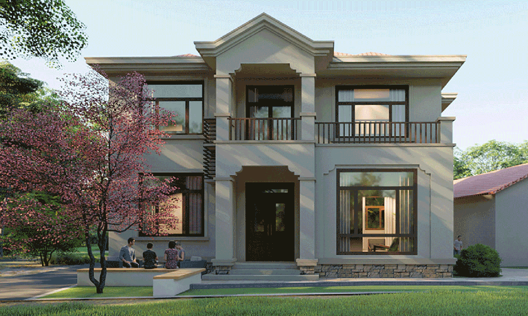 【设计师案例】土建参考造价48万,面宽12.8m×进深11.9m浙江宁波二层欧式别墅-1