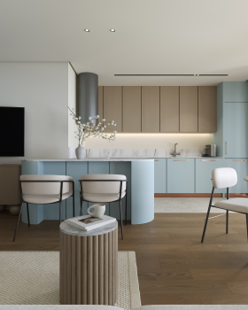 living room - kitchen