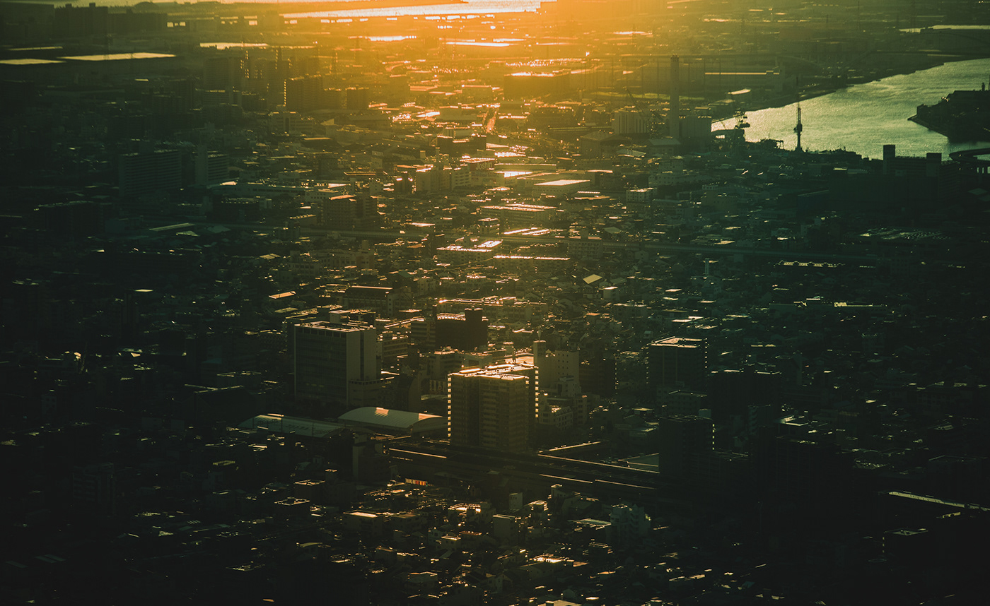 大阪日落余晖城市景观丨日本大阪-6