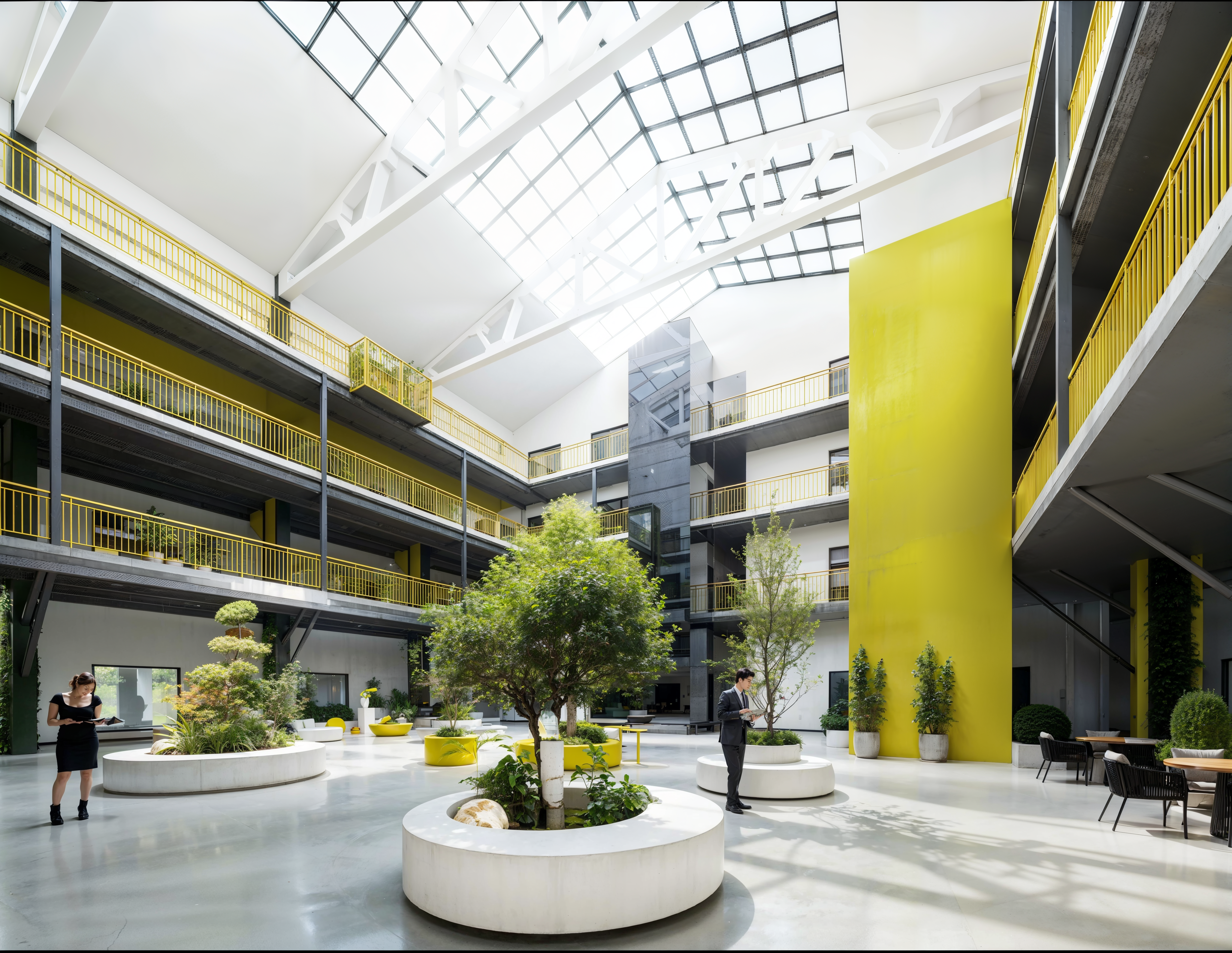 现代公司大堂 效果图 现代绿化 工装-2