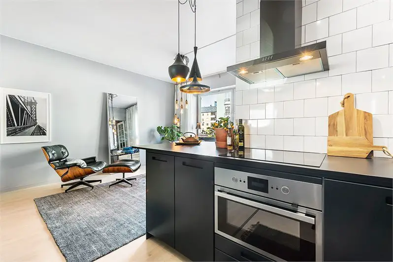 蓝色调的瑞典风格小户型设计-6