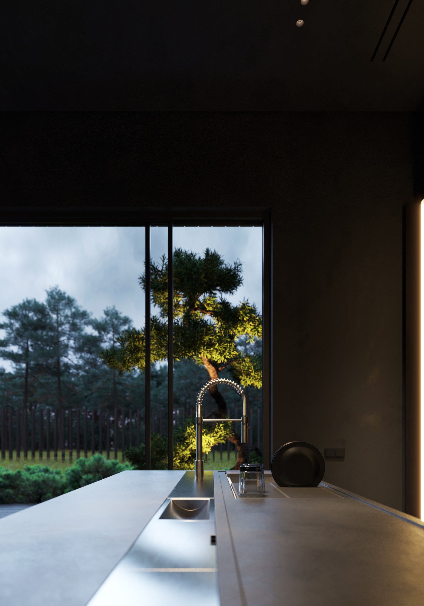 高级黑 极简别墅设计！-30