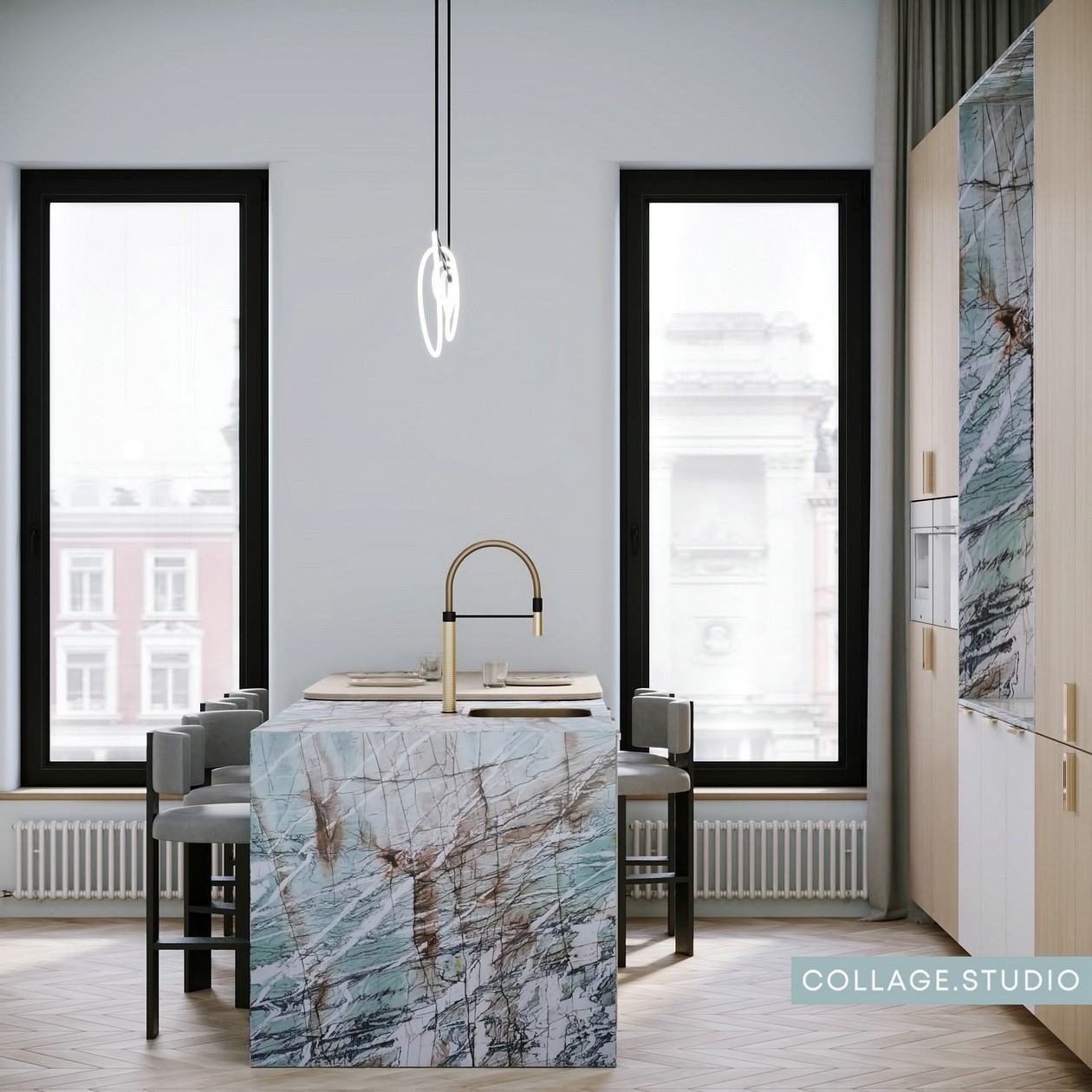 浅蓝色+木质 美的纯粹又自然。-6