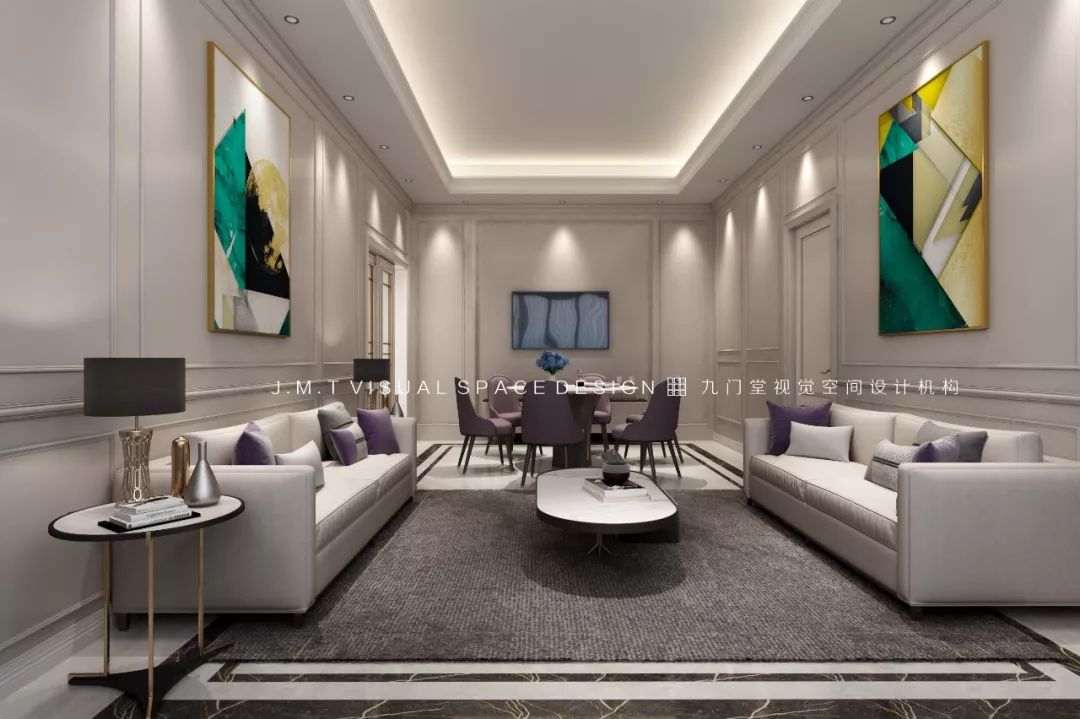 新中式、简欧、轻奢混搭,打造 540㎡别墅空间-5