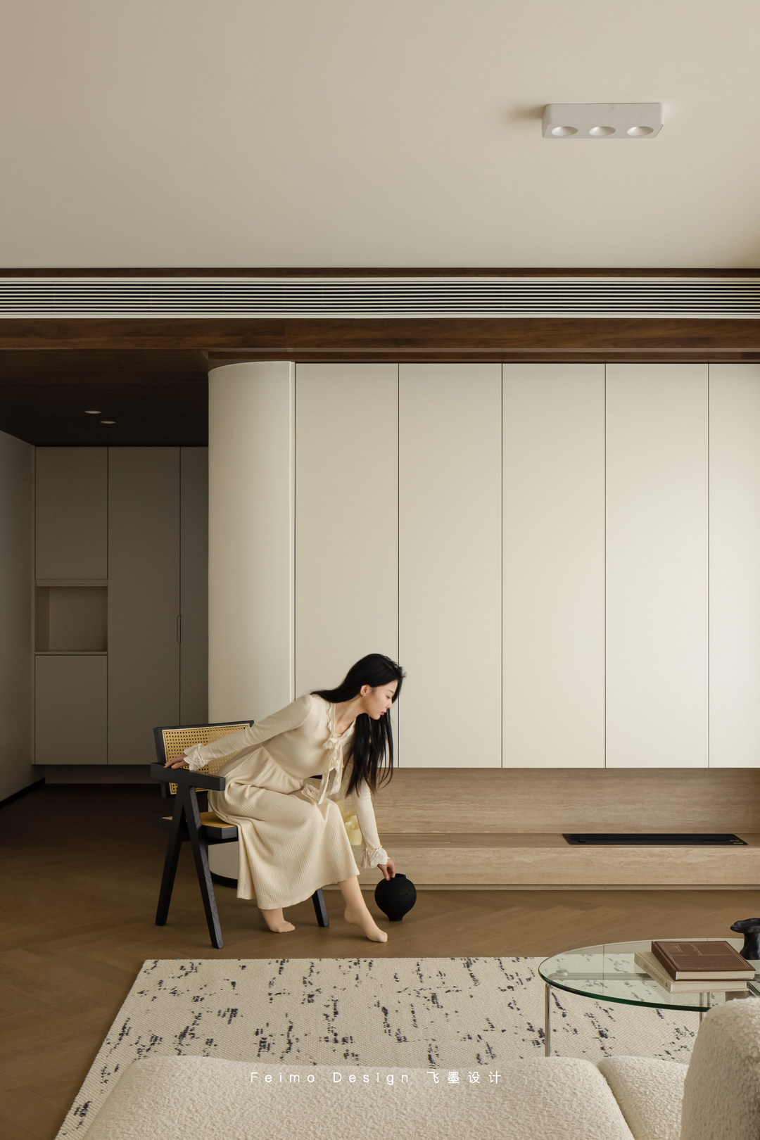 143㎡精装修全拆改,打造现代法式与中古融合的家丨飞墨设计-17