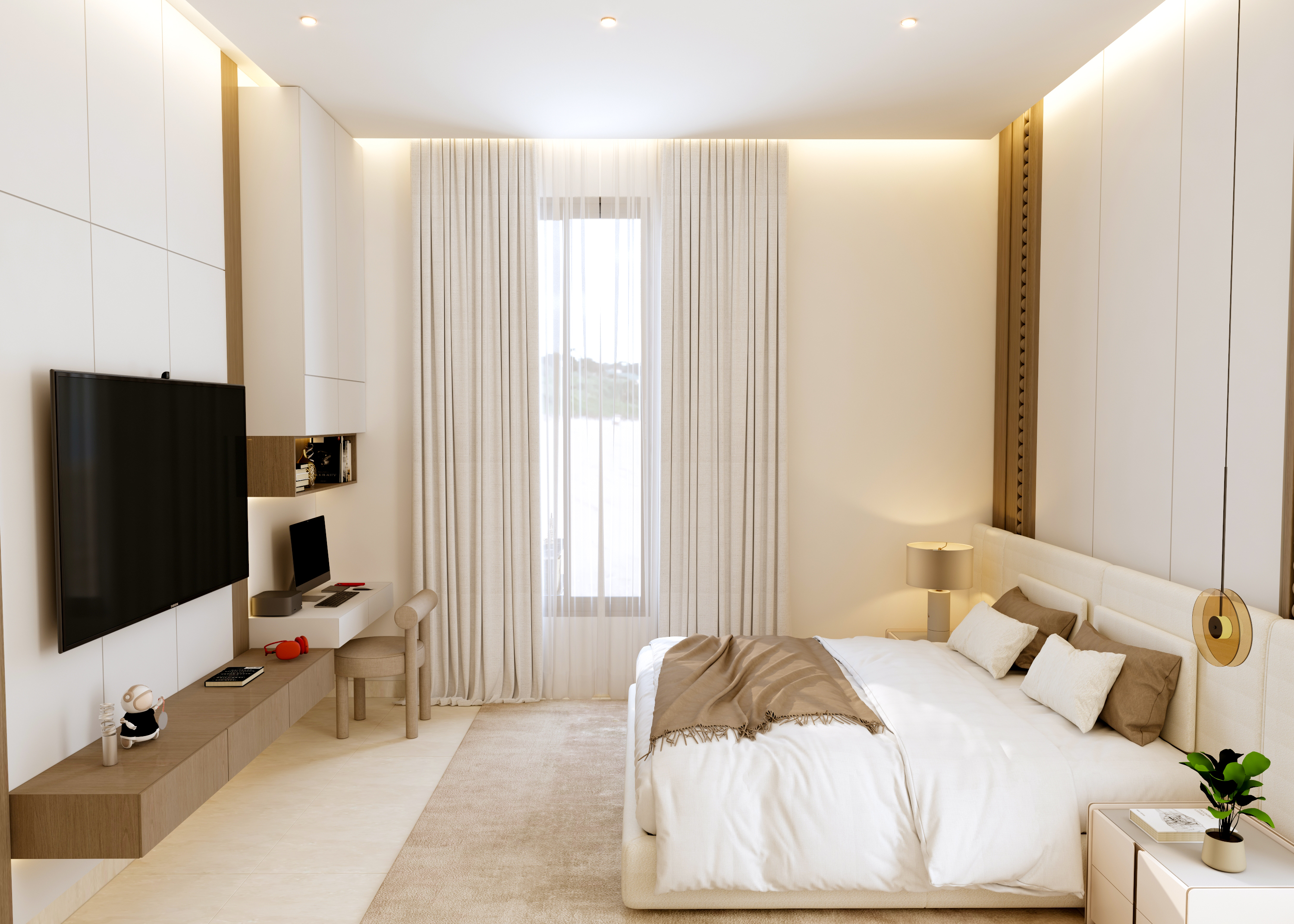 Warm Modern Master Bedroom-7