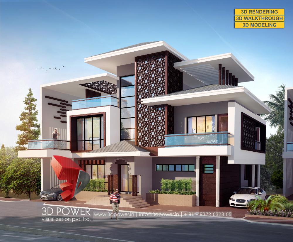 bungalow architectural rendering top 3d walkthrough rendering-6