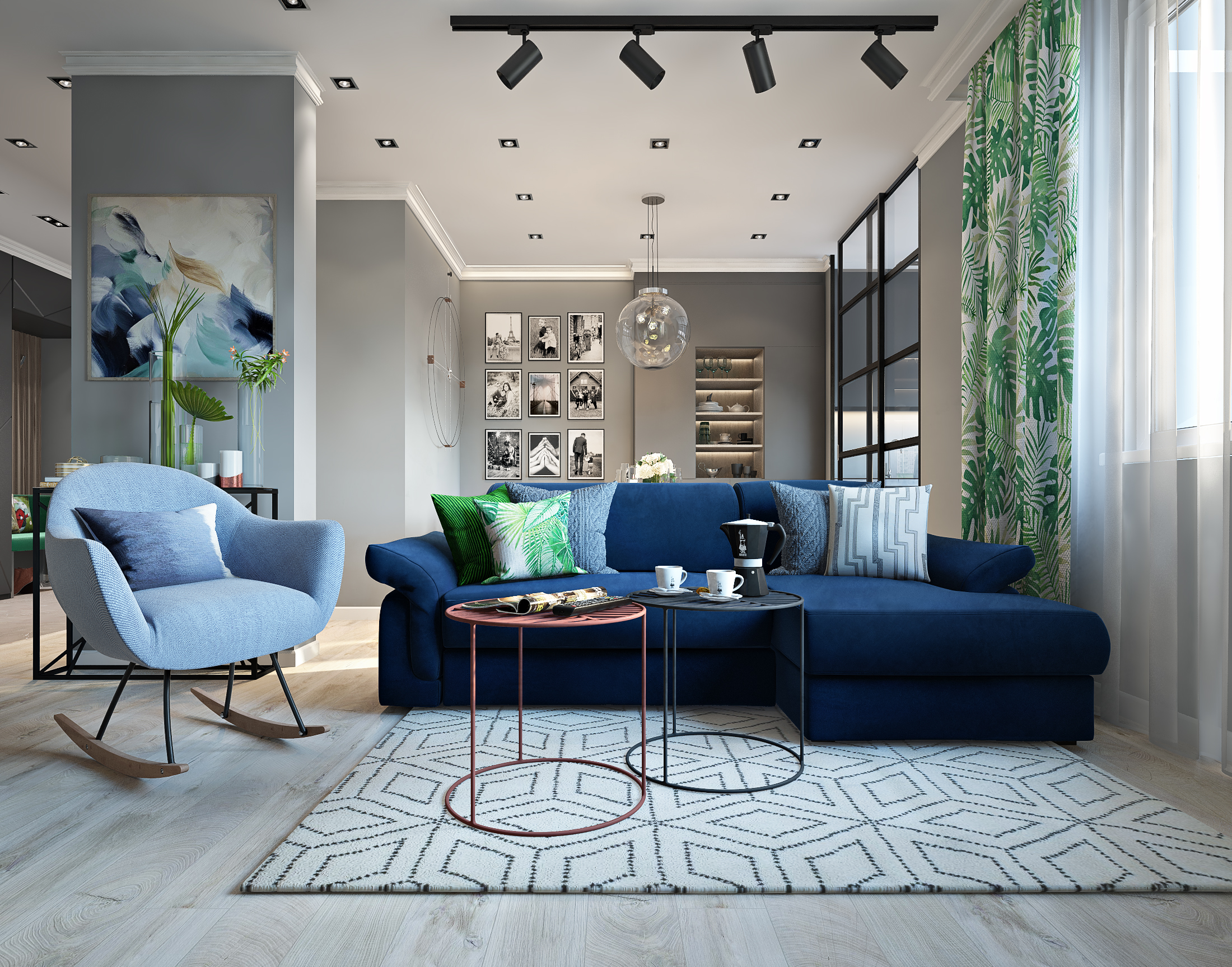 客厅餐厅设计丨Ирина Степанчук-1