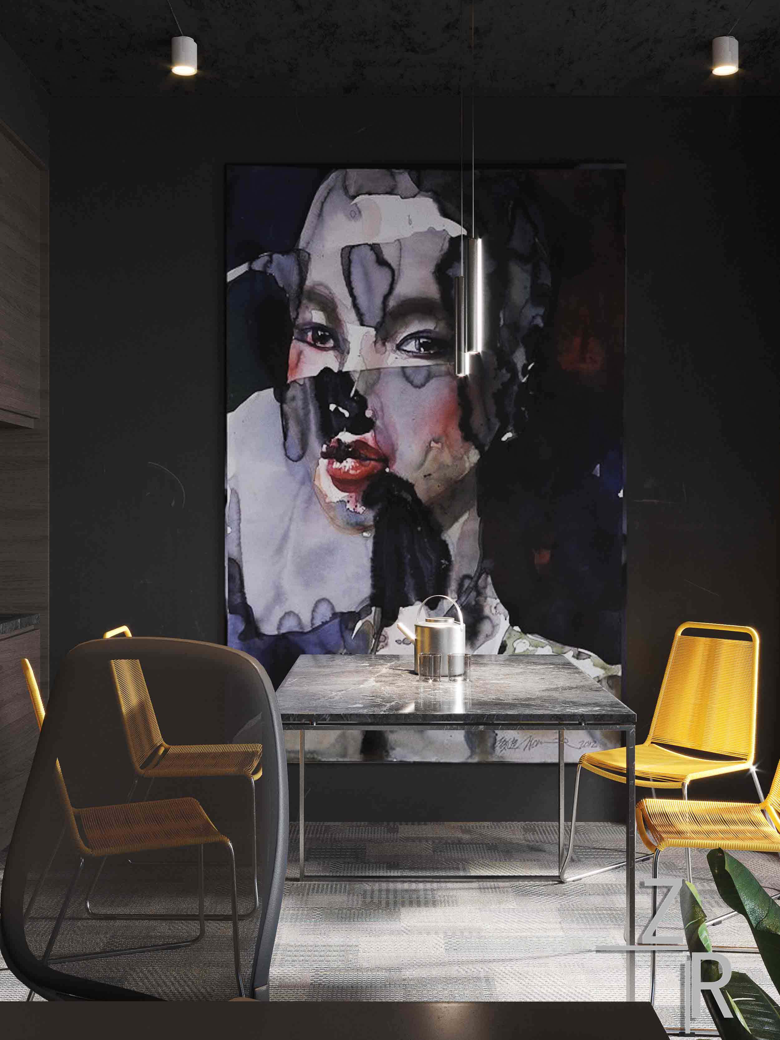 冷峻杀手 | 简约黑白灰的室内设计构思-2