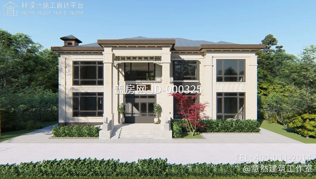 【设计师案例】土建参考造价88万，面宽18.8m×进深14.8m四川巴中二层新中式别墅-24