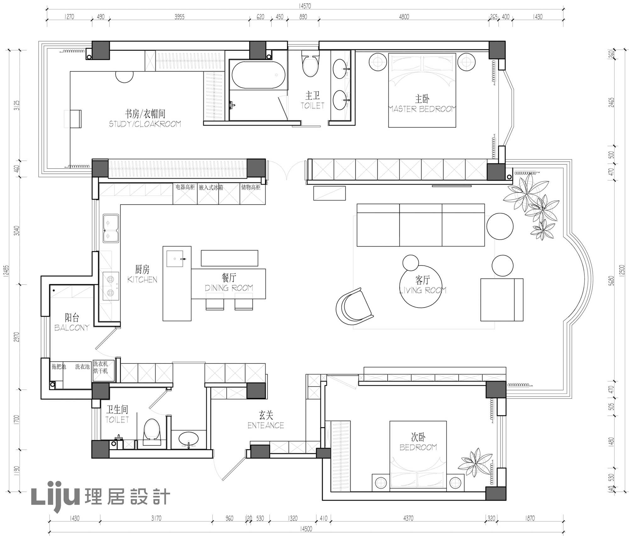 平层丨理居设计丨宅之暗调森林-15