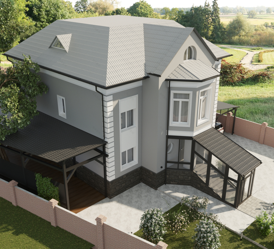 带附属建筑的乡村住宅外立面设计-17