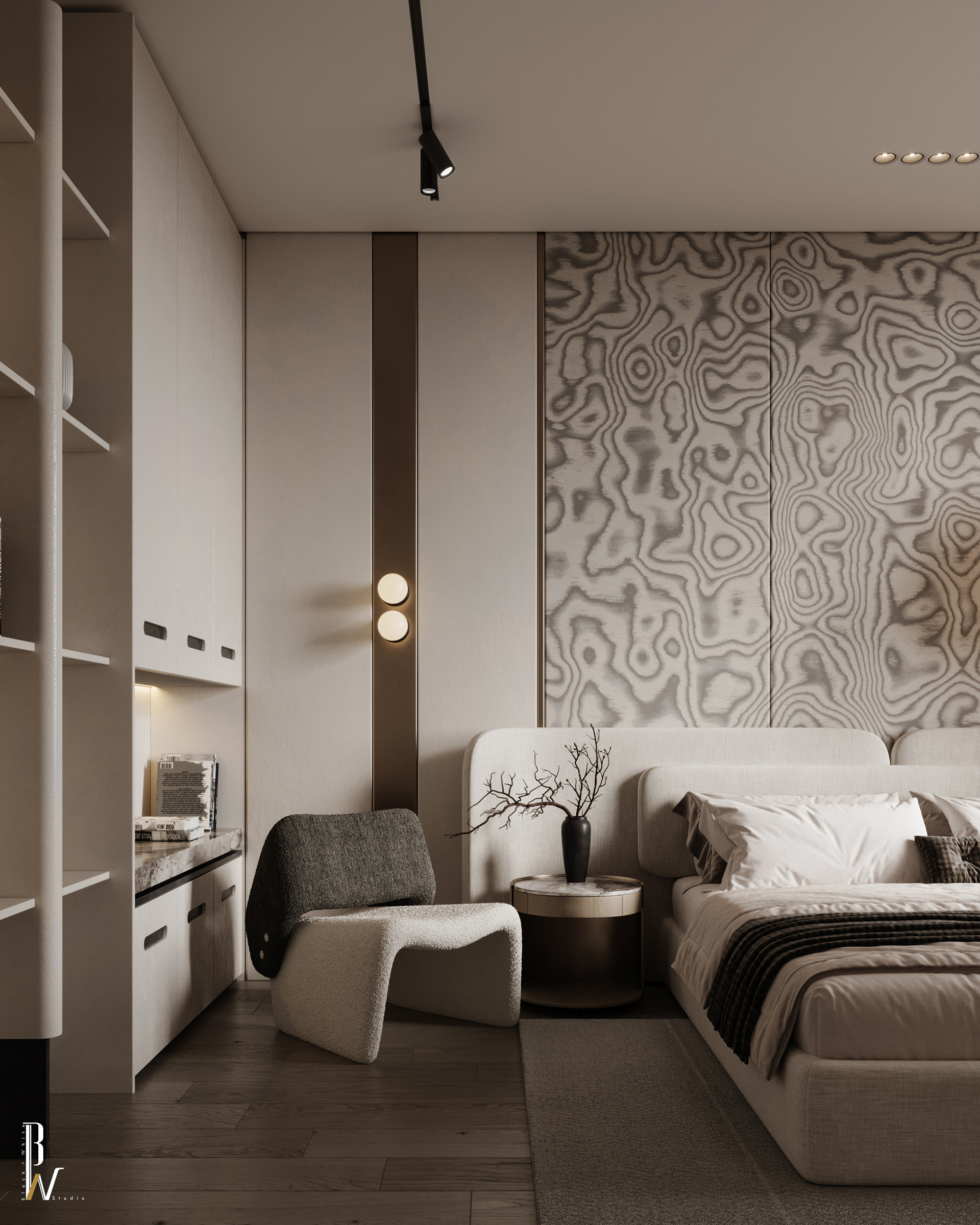 卧室设计丨阿联酋丨Black N White-9