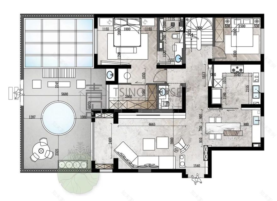 曲江风景线复式设计丨青马别墅空间设计-36
