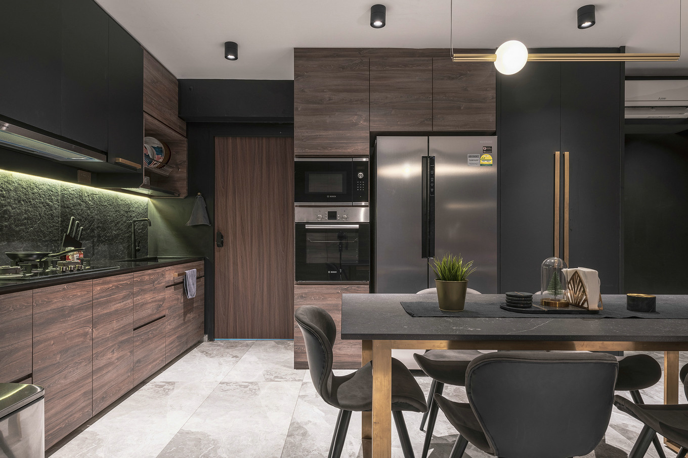 绿色工业风，暗黑系单身公寓设计亮点-7