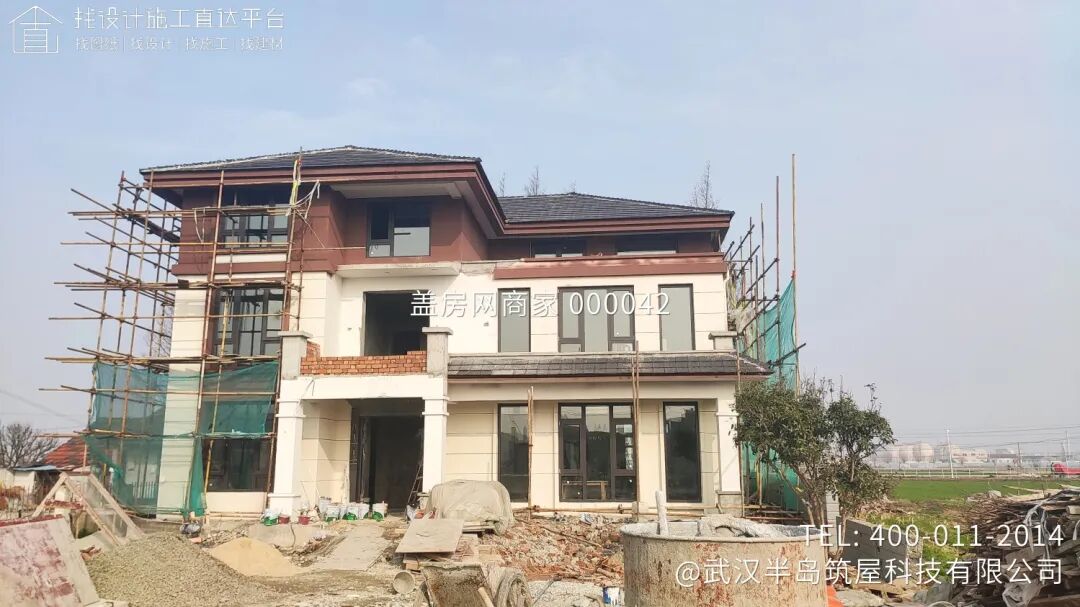 【施工队案例】湖北黄石三层新中式自建别墅施工-1