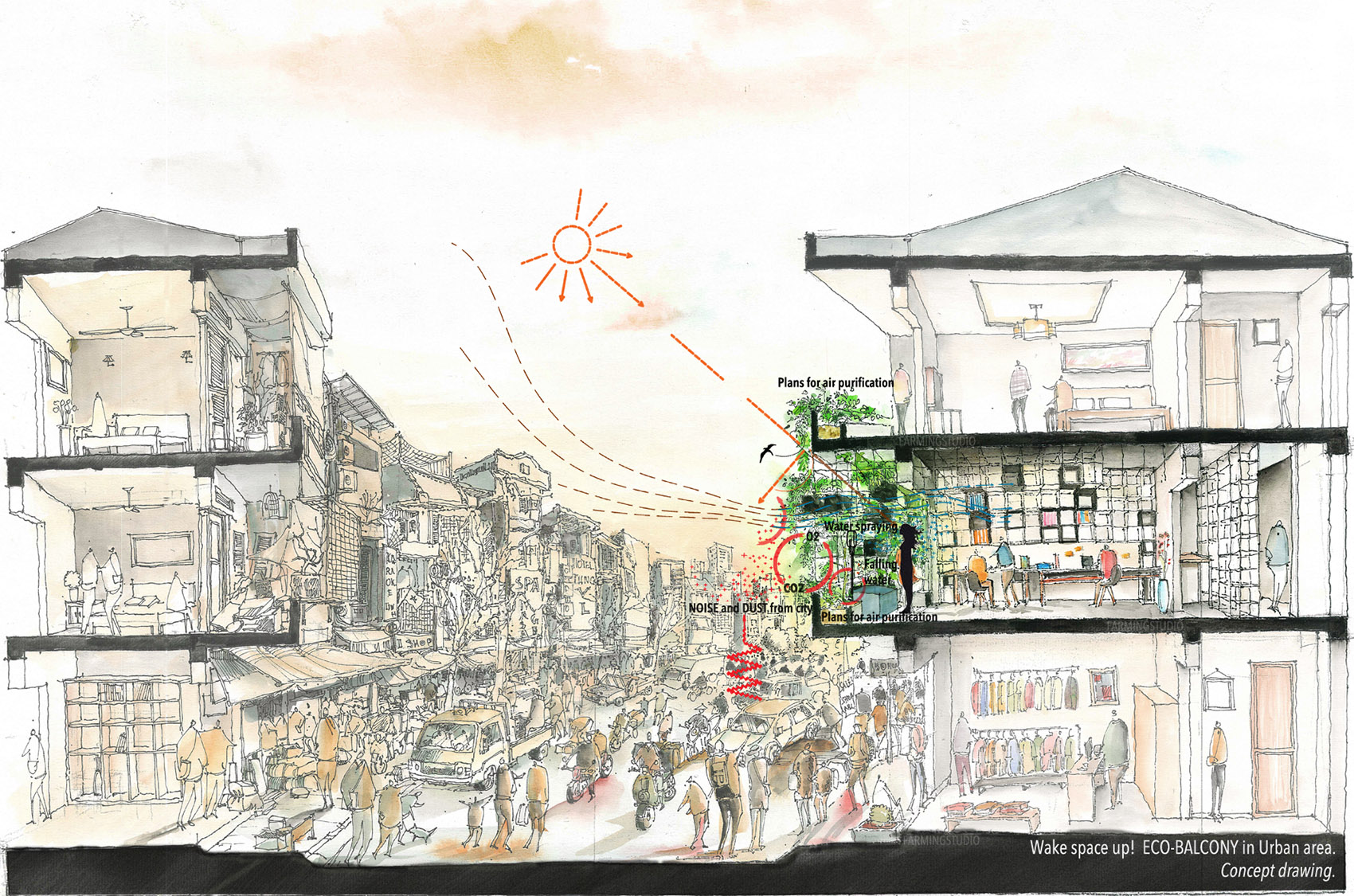 Wake space up! 城市生态阳台，越南 / Farming Architects-38