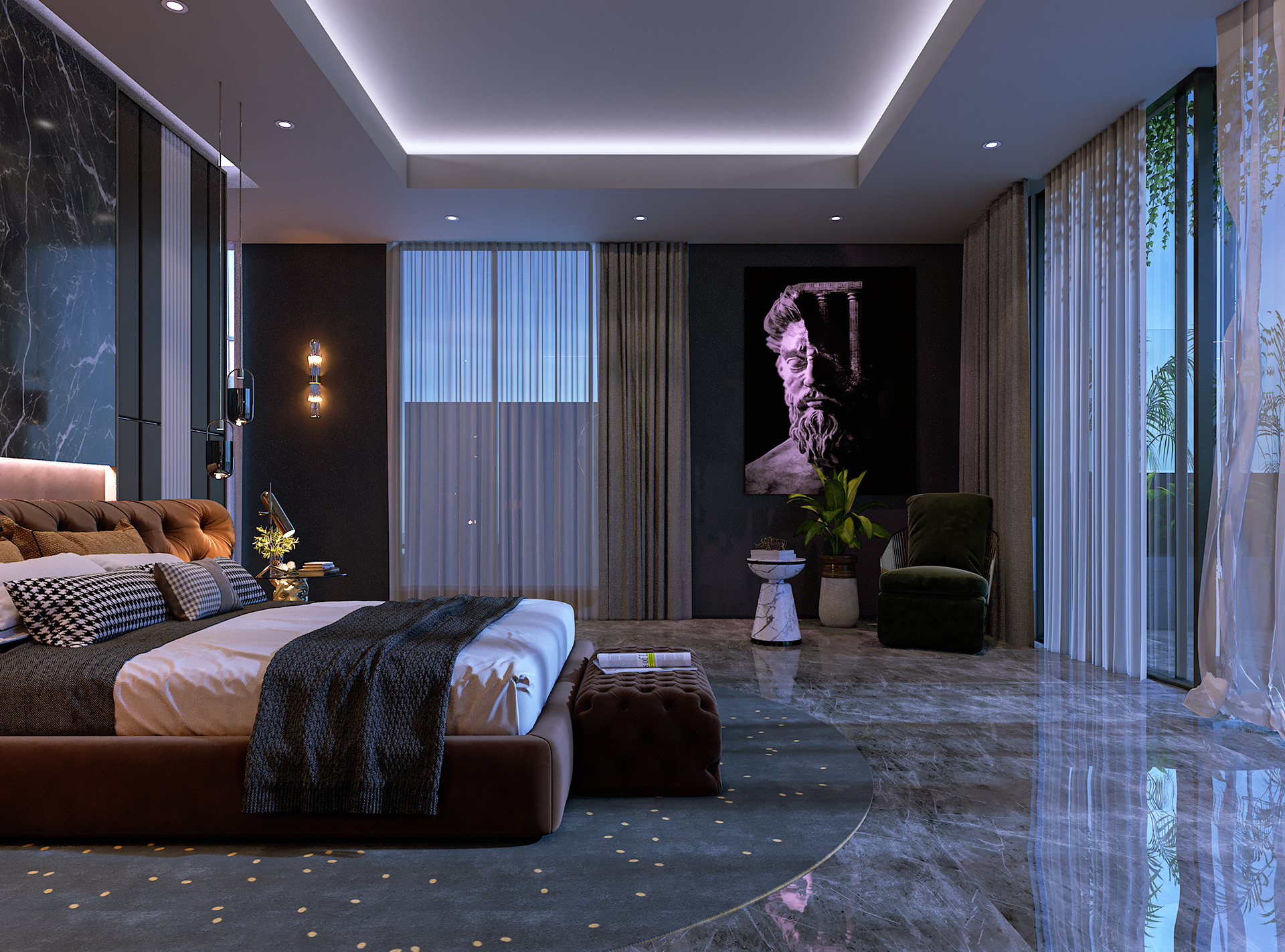 MODERN MASTER ROOM SECTION (DARK MOOD)-9