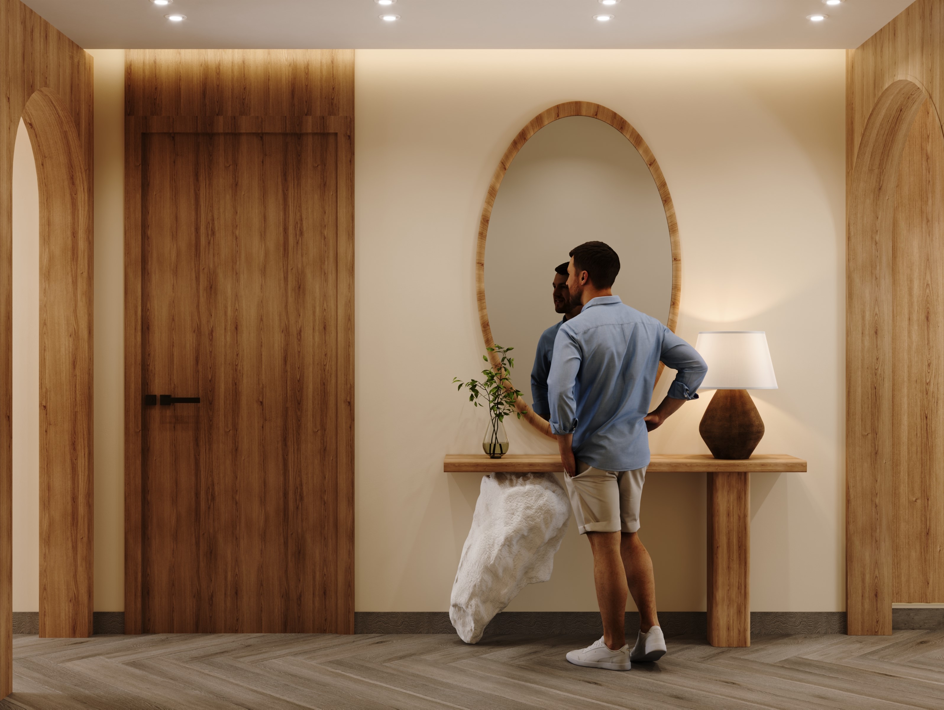 Minimal Warm Apartment Reception-14