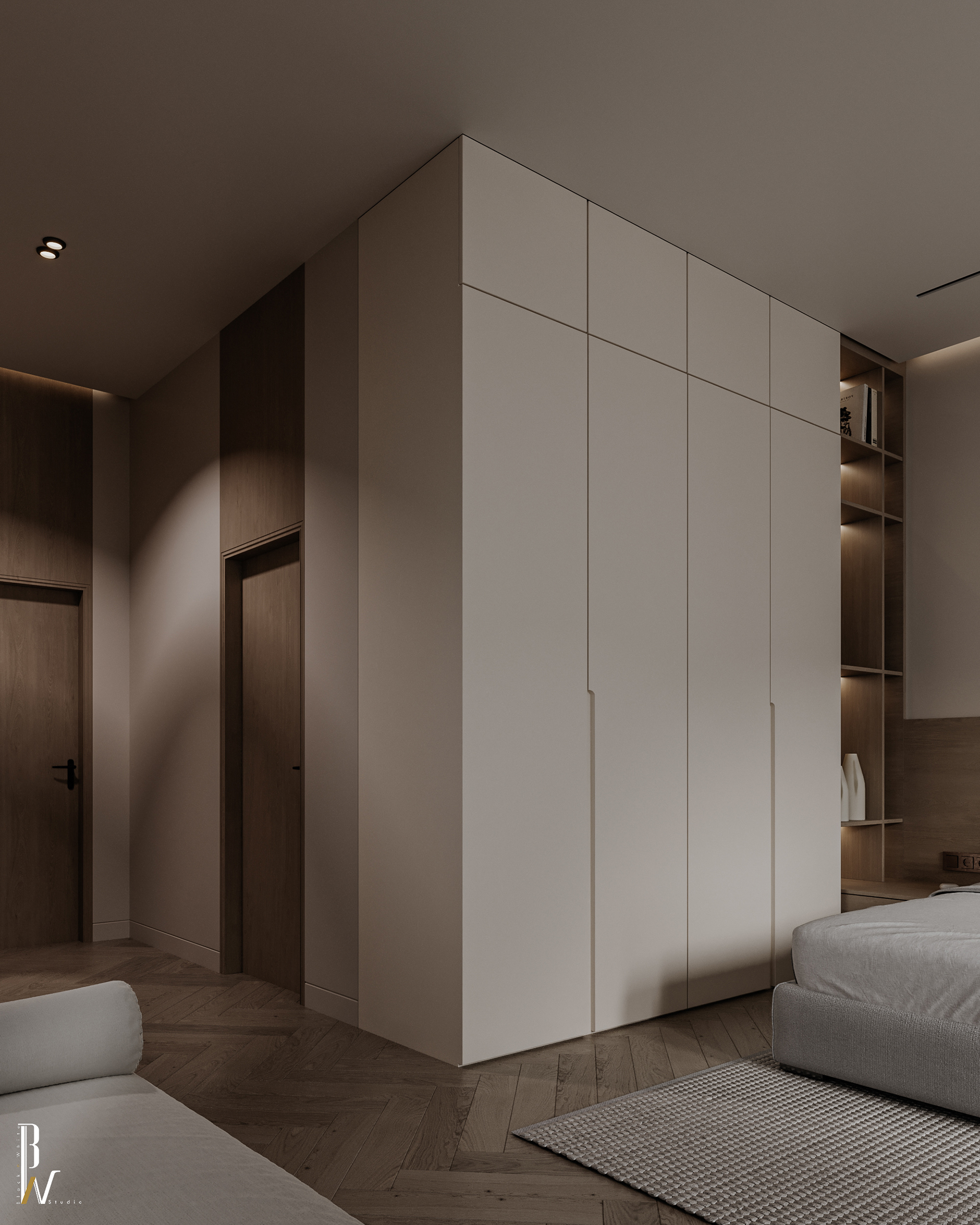 双人卧室设计丨阿联酋丨Black N White-23