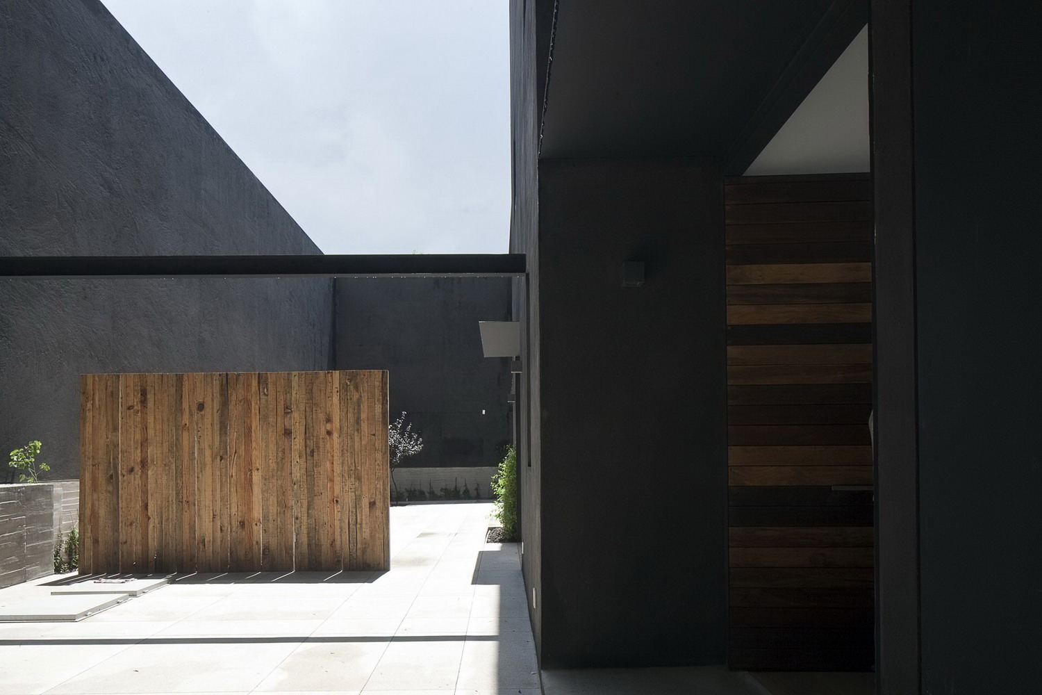 墨西哥市南部灰褐色矩形住宅——开放式空间与自然融合-11