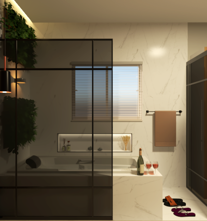 Quarto simples com banheira integrada-2