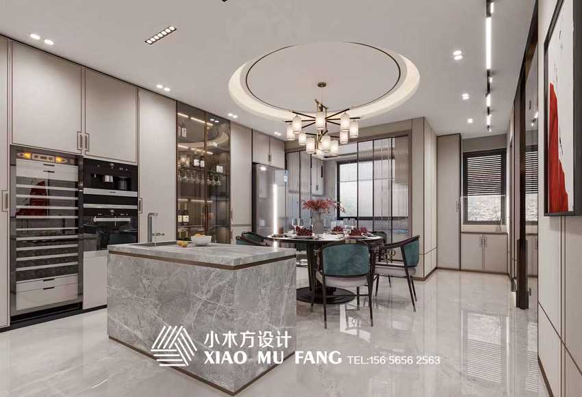 现代中式客厅,餐厅,过道设计-5