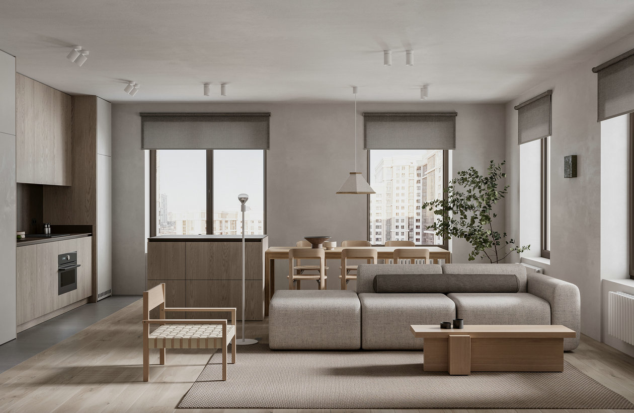 95㎡中性色系公寓设计-2