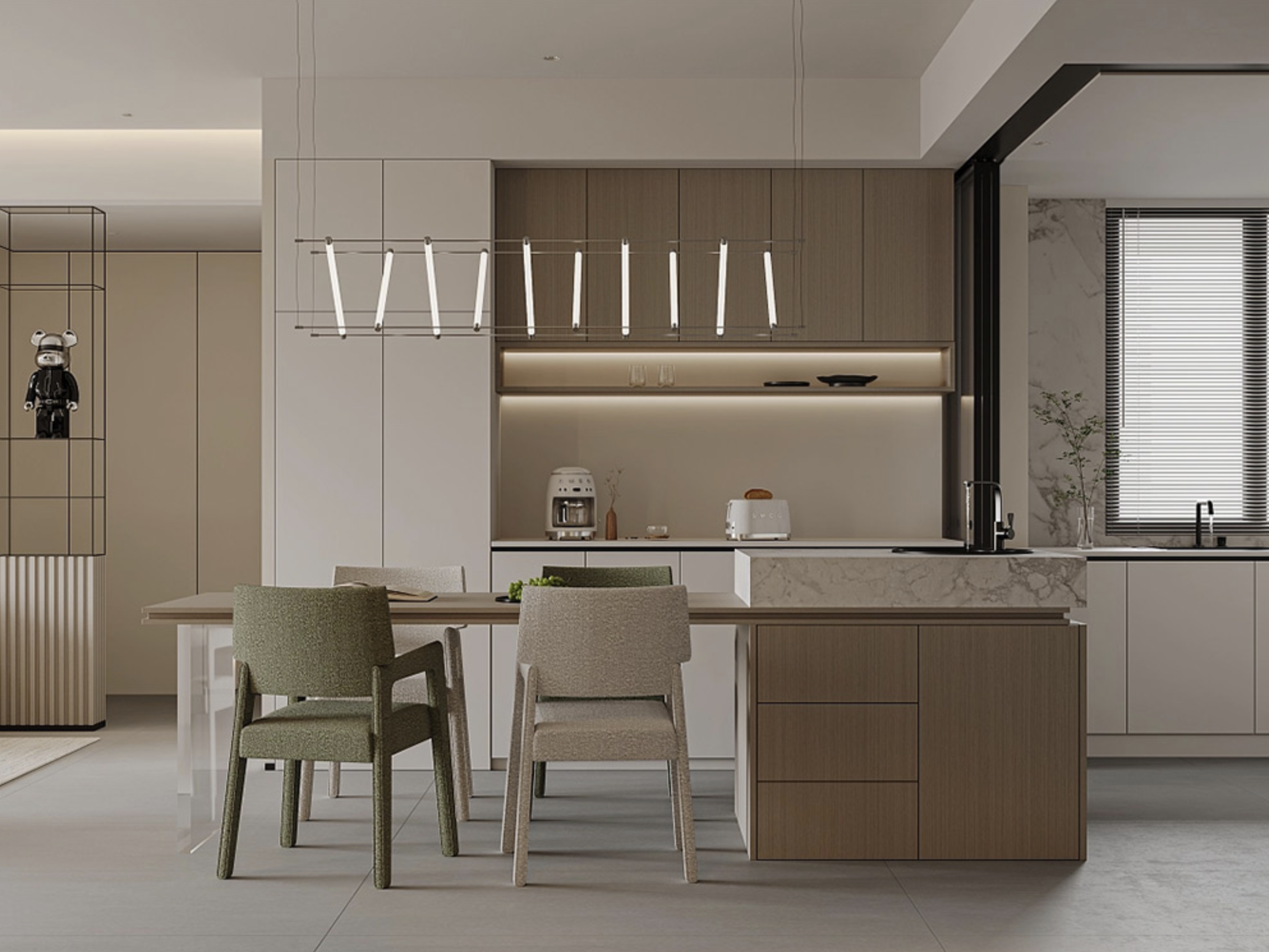 96㎡奶油侘寂风 幸福感平层-5