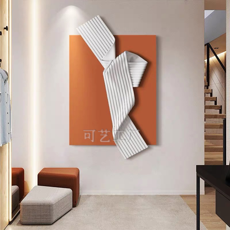 轻奢高档立体手工皮画客厅玄关卧室书房样板房装饰挂画-2