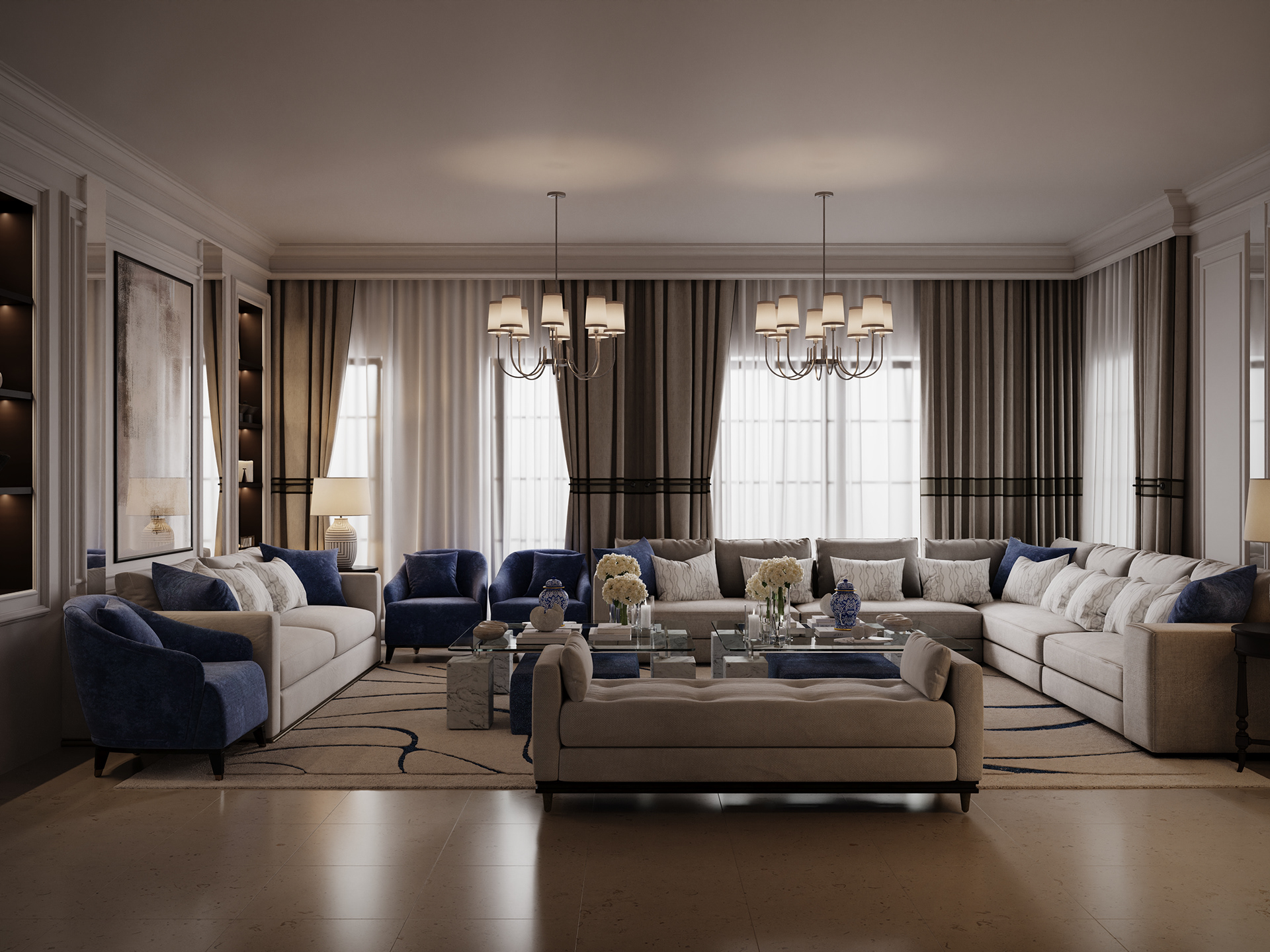 过渡性现代会客厅丨沙特阿拉伯丨kaf interiors-4
