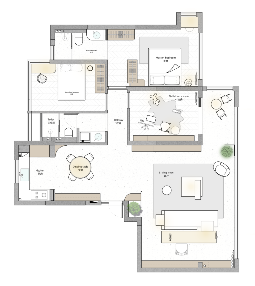 合肥150㎡中古风婚房设计丨中国合肥丨安徽飞墨设计组-5