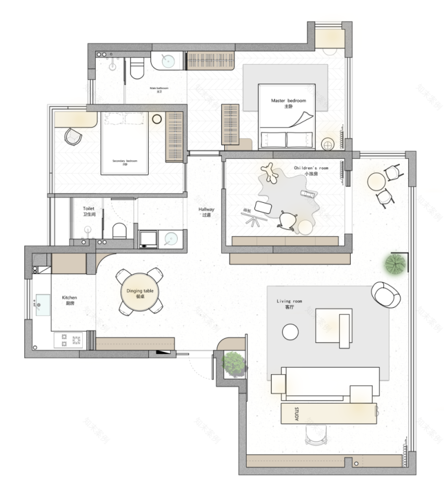 合肥150㎡中古风婚房设计丨中国合肥丨安徽飞墨设计组-5